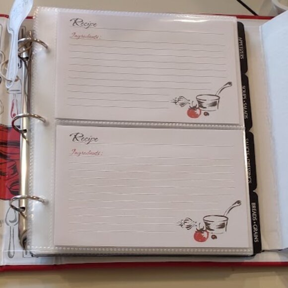 C. R.GIBSON KITCHEN KEEPER BINDER BONDED RED LEATHER RECIPE BOOK 9 X 9.5  NWOT - Picture 9 of 13